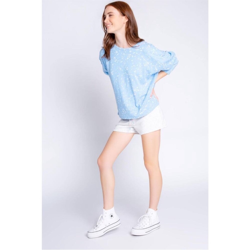 P.J. Salvage Flick of a Brush Long Sleeve Top It’s All Good Sweatshirt Blue L - Picture 12 of 15